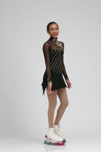 Black Ice Skating Dress Figure Skating Dress by Tania Bass 